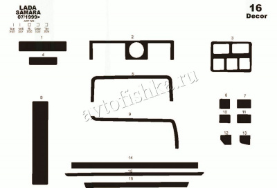 Декоративные накладки салона для Ваз 2109 1997-2003 Набор VAZ-8A.