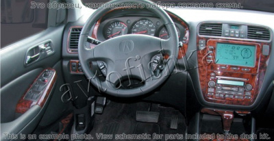 Декоративные накладки салона Acura MDX 2005-н.в. полный набор, Автоматическая коробка передач, без навигации, 6 CD система